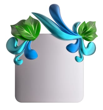 Green and blue form with water drops and leafs