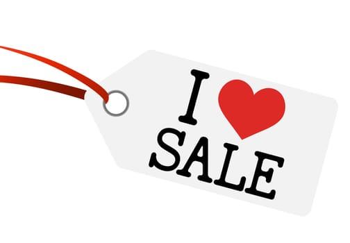 Pendant with text " I LOVE SALE """