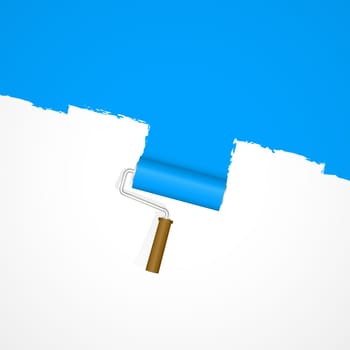 Background paint roller - new paint blue