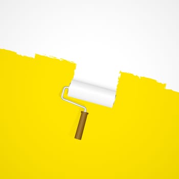 Background paint roller - repainting white on yellow