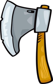 Cartoon Illustration of Axe or Ax Clip Art