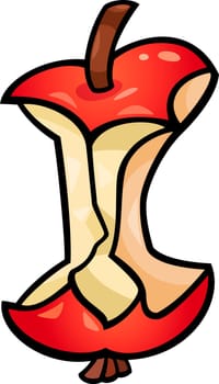 Cartoon Illustration of Apple Core Clip Art