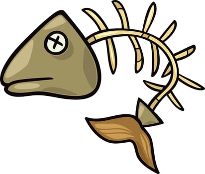Cartoon Illustration of Fish bone or Fish Skeleton Clip Art