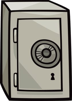 Cartoon Illustration of Metal Safe Clip Art