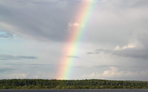 Multi-colored rainbow in the sky