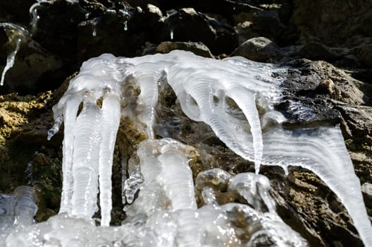 icicles in winter in liguria