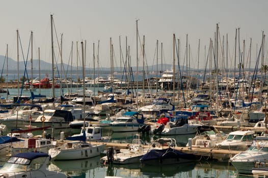 Marina in the bay of Alcudia in Mallorca