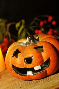 Halloween pumpkin (lampion) and candles