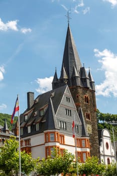 german church located high above the mosel river near bernkastel-kues germany.
