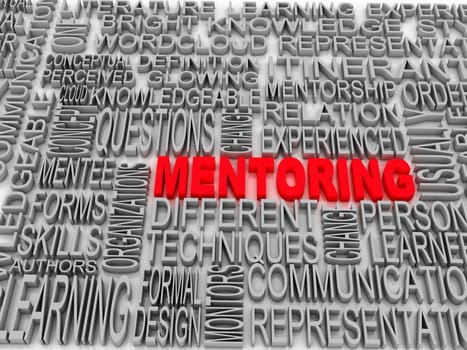 Mentoring and teamwork concept in word tag cloud