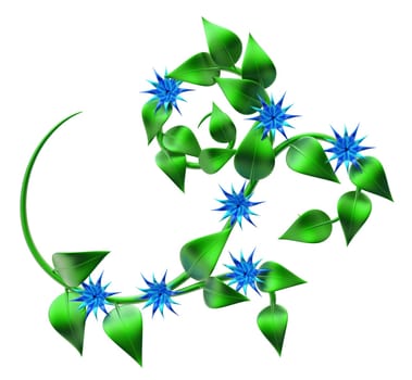 abstract green branch with leafs and flowers as decoration for frames