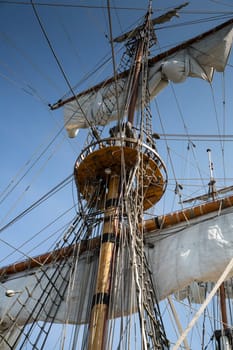 High mast of old and beatiful sailing ship