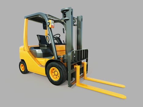 Modern forklift truck on gray background
