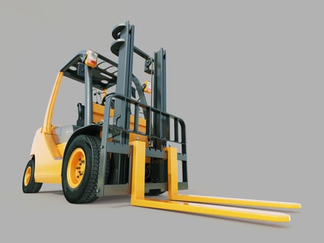 Modern forklift truck on gray background