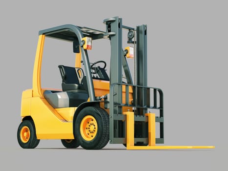 Modern forklift truck on gray background