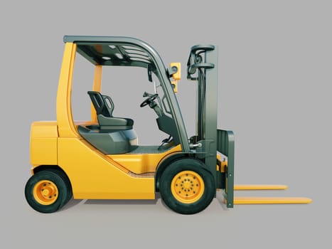 Modern forklift truck on gray background