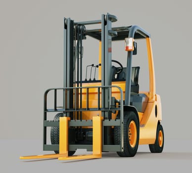 Modern forklift truck on gray background