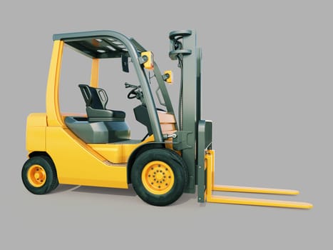 Modern forklift truck on gray background