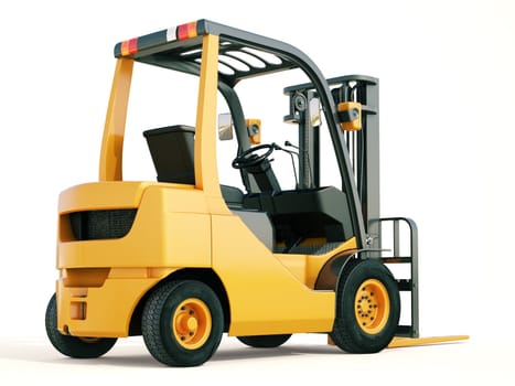 Modern forklift truck on light background