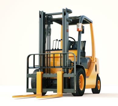 Modern forklift truck on light background