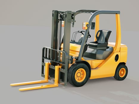 Modern forklift truck on gray background