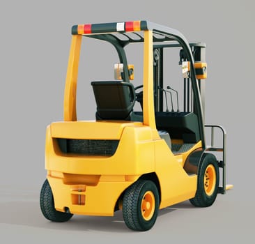 Modern forklift truck on gray background
