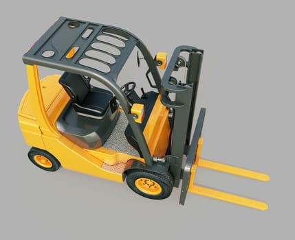Modern forklift truck on gray background