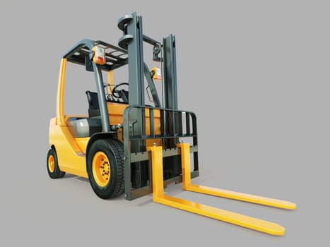 Modern forklift truck on gray background
