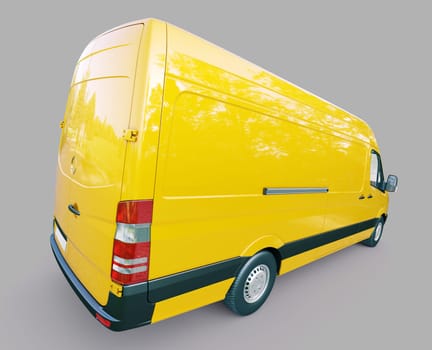 Modern commercial van on a gray background