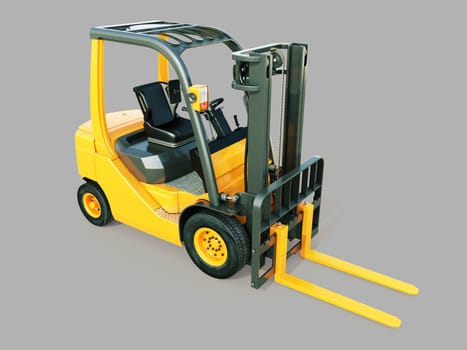 Modern forklift truck on gray background