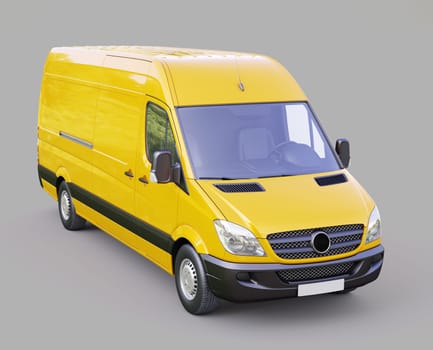 Modern commercial van on a gray background