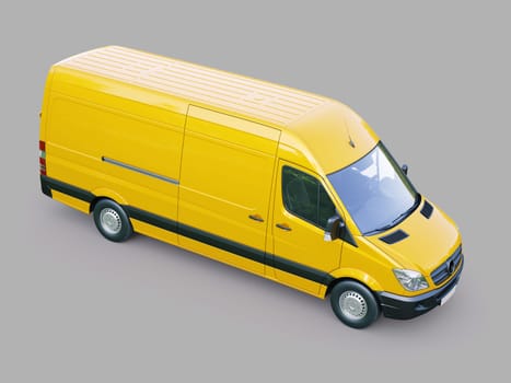 Modern commercial van on a gray background
