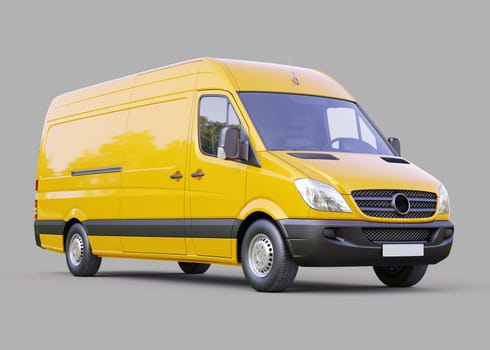 Modern commercial van on a gray background