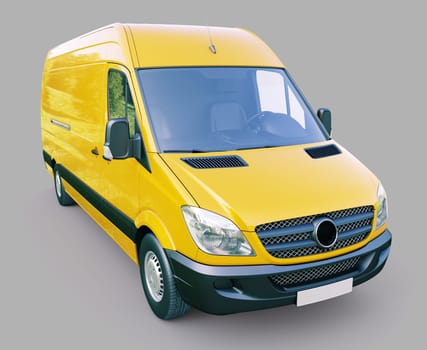 Modern commercial van on a gray background