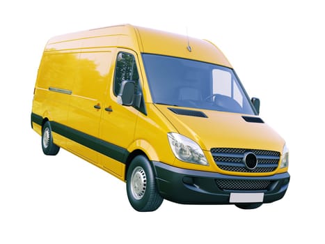Modern commercial van isolated on a white background