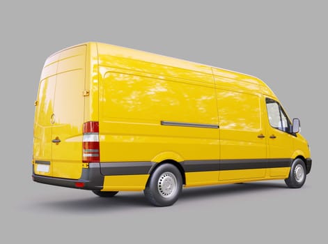 Modern commercial van on a gray background