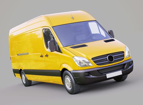 Modern commercial van on a gray background