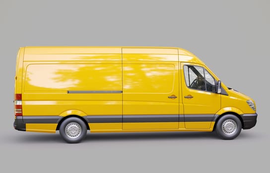 Modern commercial van on a gray background