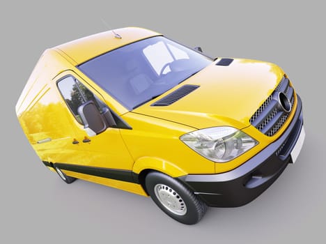 Modern commercial van on a gray background