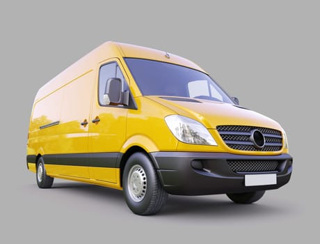Modern commercial van on a gray background