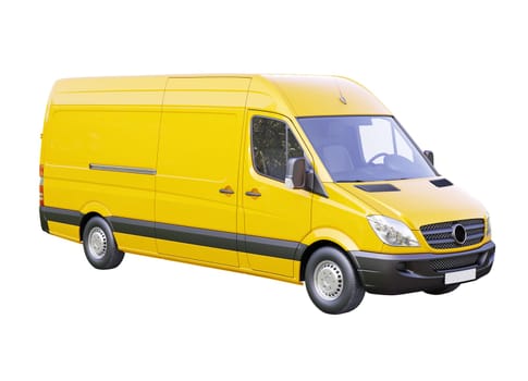 Modern commercial van isolated on a white background
