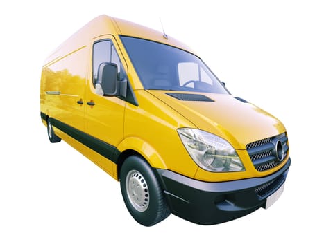 Modern commercial van isolated on a white background