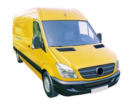 Modern commercial van isolated on a white background