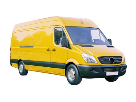 Modern commercial van isolated on a white background