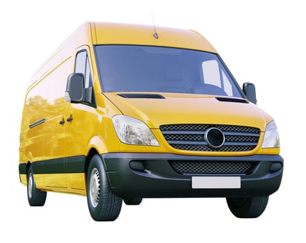 Modern commercial van isolated on a white background