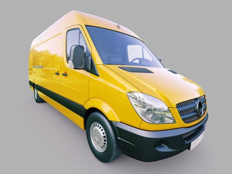 Modern commercial van on a gray background