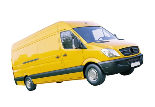 Modern commercial van isolated on a white background