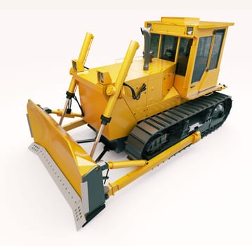 Heavy crawler bulldozer on a light background