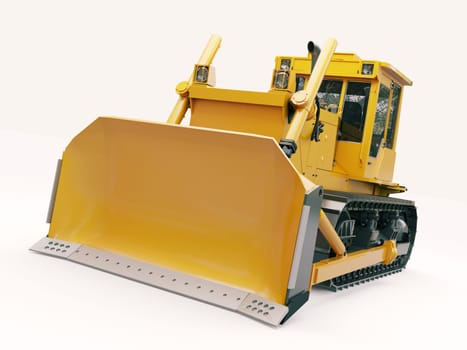 Heavy crawler bulldozer on a light background