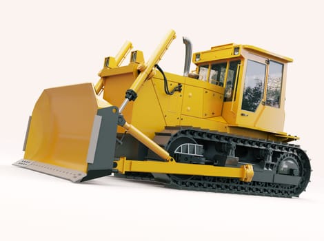 Heavy crawler bulldozer on a light background